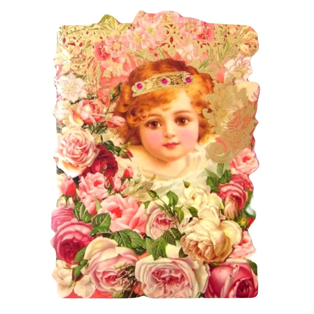 Pooch & Sweetheart Single (1) Die-Cut Card: Rose Cherub Angel (97045)
